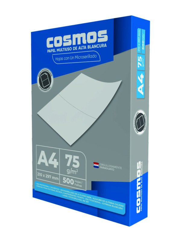 Resma 1 Microserillado en el medio tamaño A4 75 Grs (x500) COSMOS